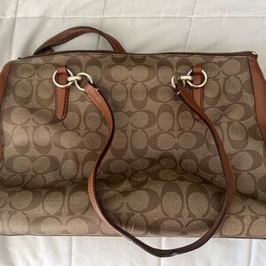 Coach Brown Shoulder Bag with Signature Monogram